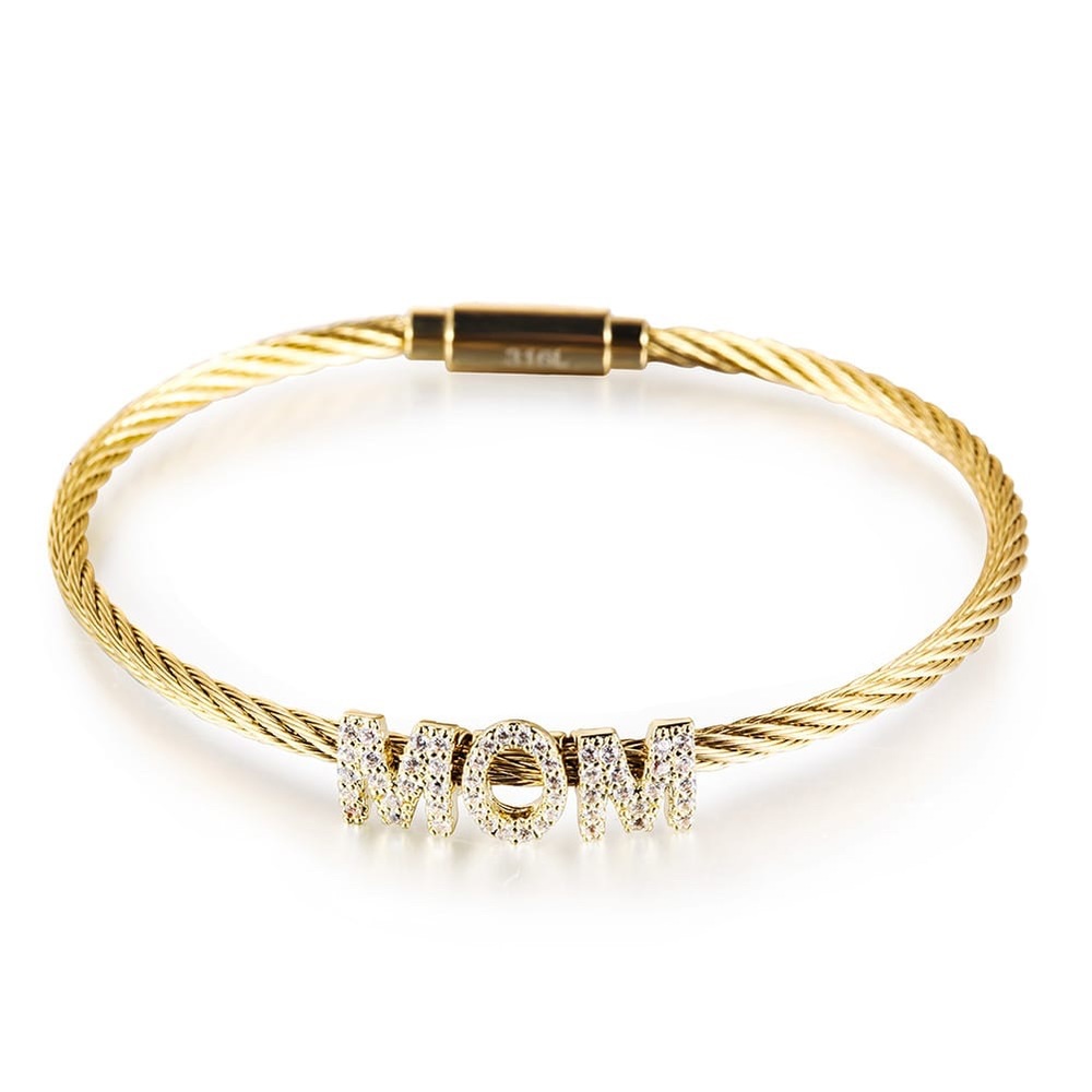 “MOM” Word Cable Bracelet